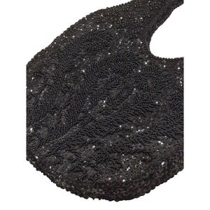 Walborg Vintage Hand Beaded Sequin Black Evening Bag Hobo Mini Purse Hong Kong